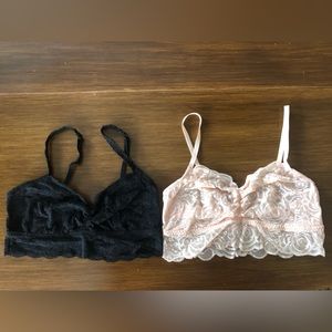 PINK (Victoria’s Secret) Lace Bralettes, Black and Pale Pink